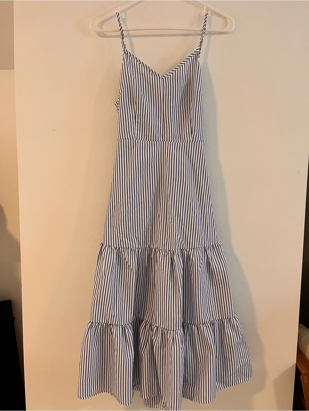Striped Blue and White Tiered Sundress - Women's